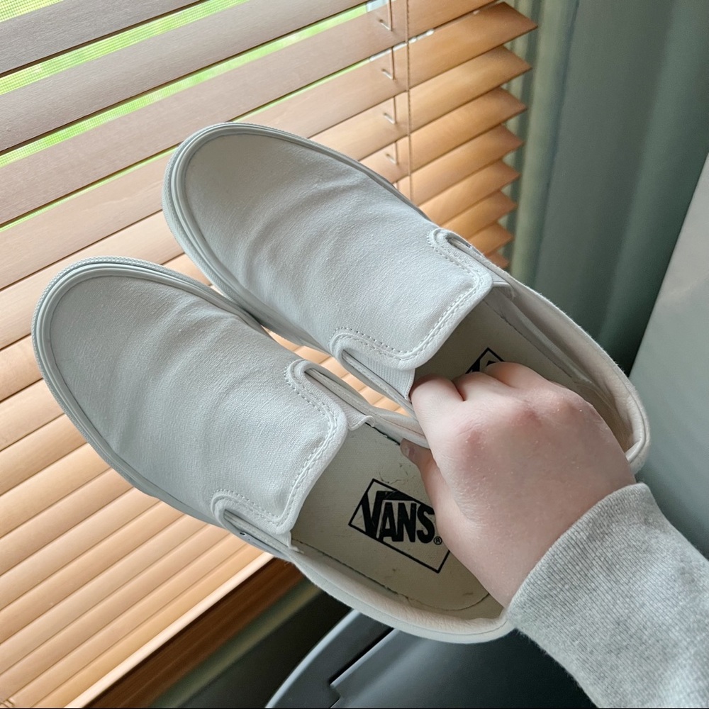 white slip on vans